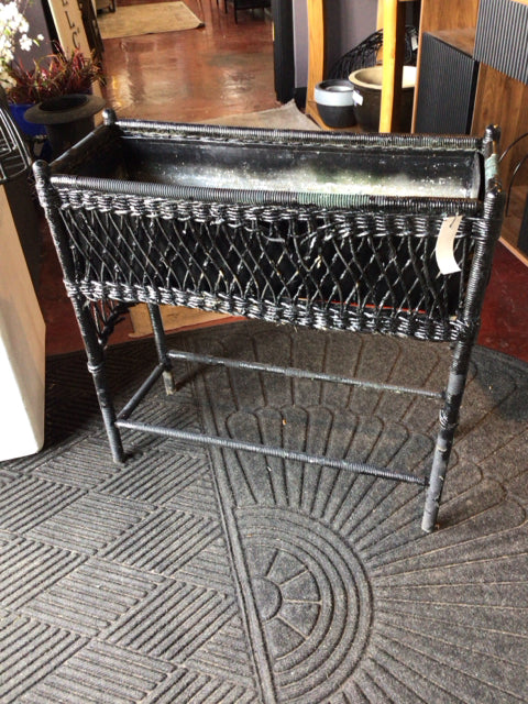 As Is Black Wicker Planter