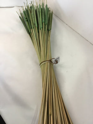 Green Wood Cattails Bunch Faux Plant