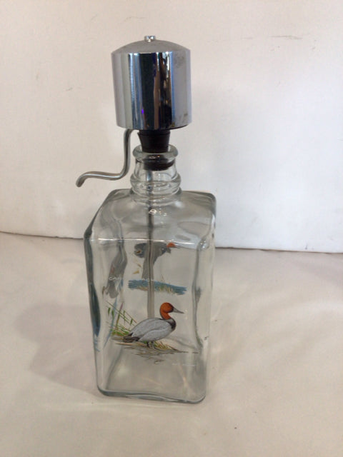 Vintage Clear/Multi Glass/Metal Whiskey Decanter