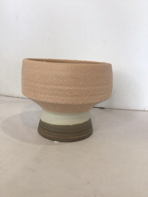 Textured Tan/Gray Ceramic Planter