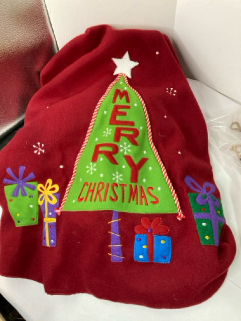 Tree Skirt Burgundy Felt Tree Gift Box Holiday Item