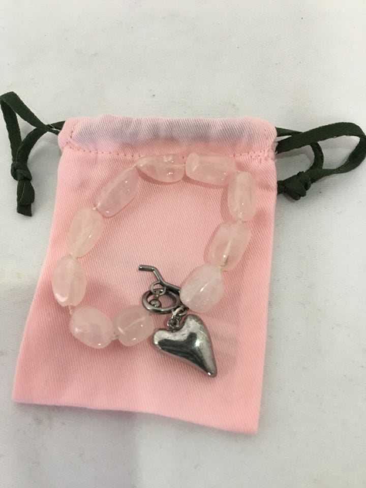 Sterling Silver Pink Rose Quartz Bracelet
