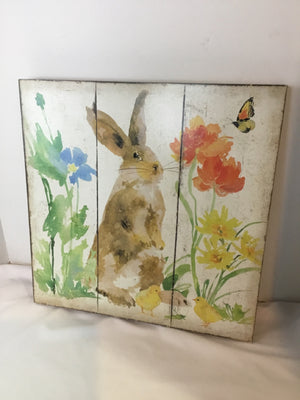 Wood Bunny Multi-Color Wall Decoration Art