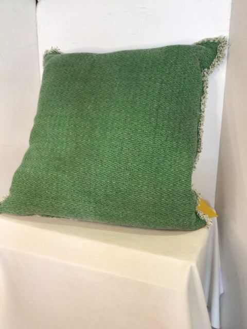 Green/White Cotton Herringbone Pillow