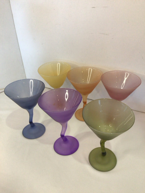 Set of 6 Multi Glass Zig Zag Glasses