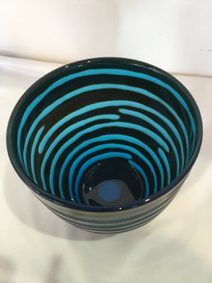 Brown/Blue Glass Swirl Planter