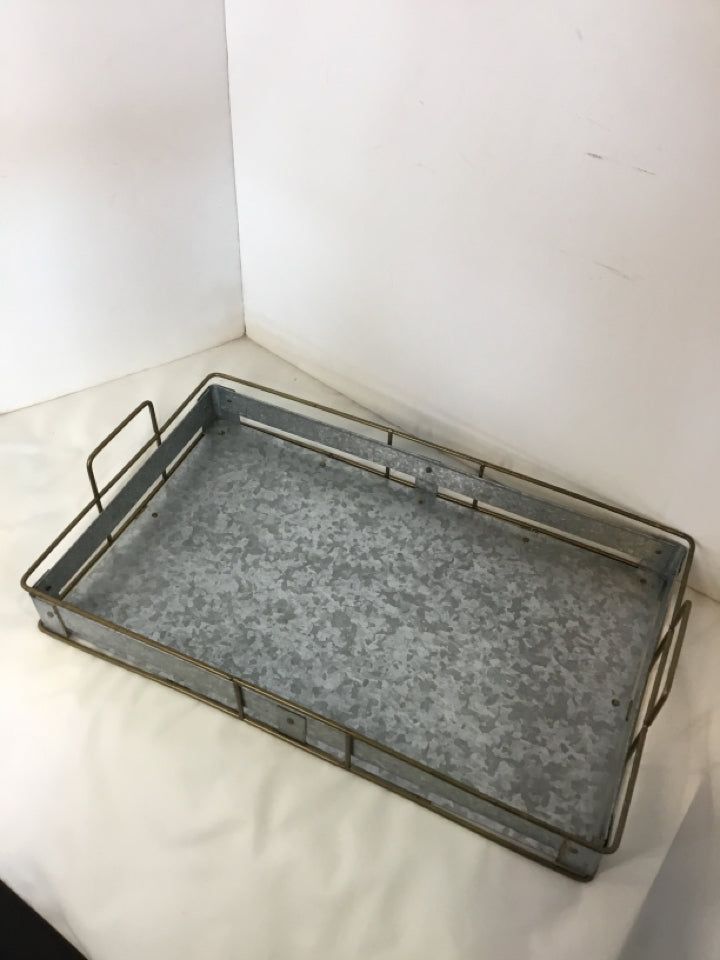 Hearth & Hand Industrial Gray Tin Handles Tray