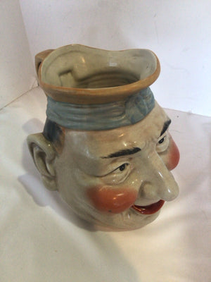 Majolica Tan/Green Ceramic Man Mug