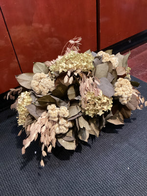 Green/White Dried Flowers In Planter Faux Flowers