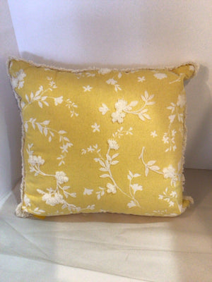 Place & Time Yellow/Cream Crewel Flower Pillow