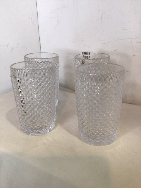 Set of 4 Clear Glass Glasses