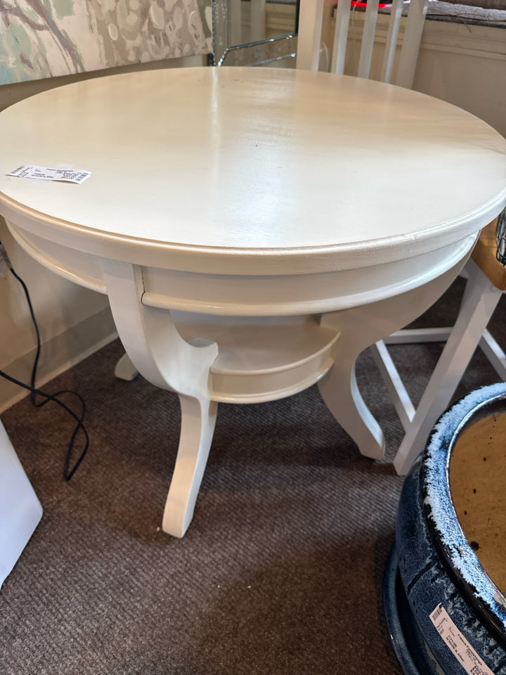 Coffee Wood Round White Table