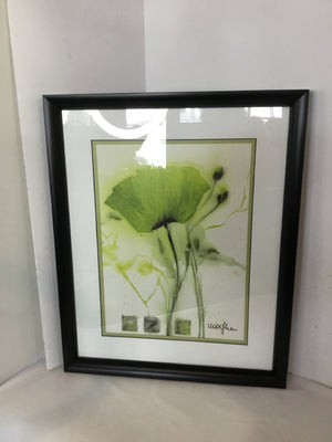 Green/White Flower Framed Art