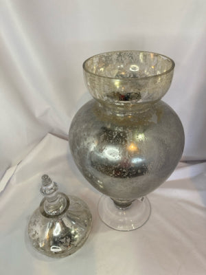 Silver Mercury Glass Lidded Urn