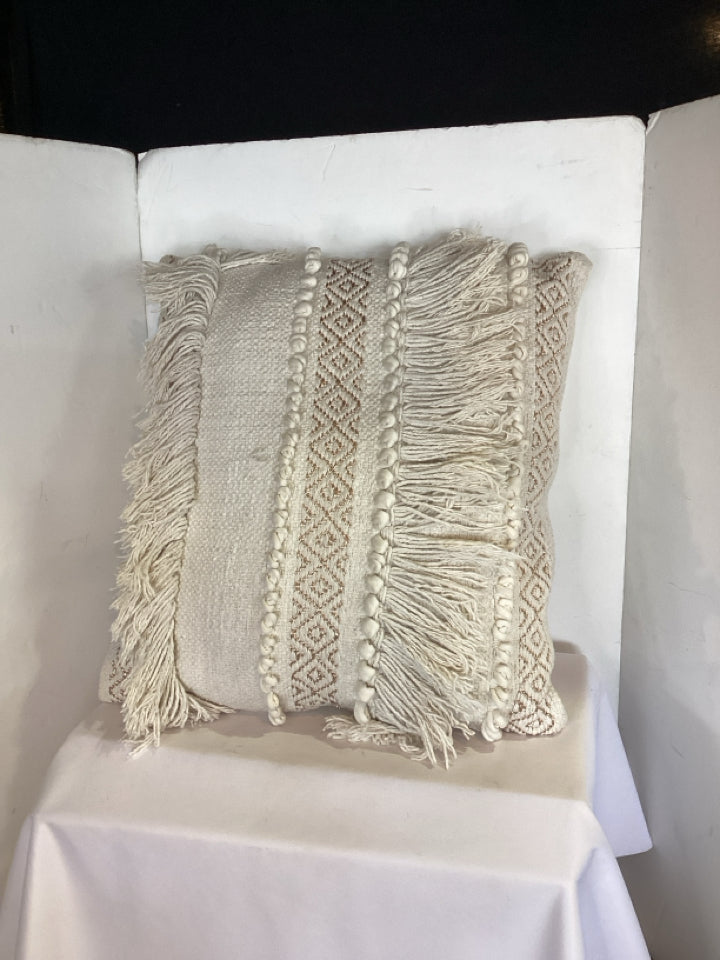 Bohemian White Cotton Pillow