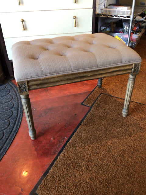 Tufted Linen Brown Bench