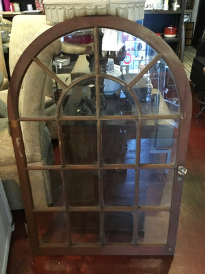 Vintage Brown Wood/Glass Arched Door