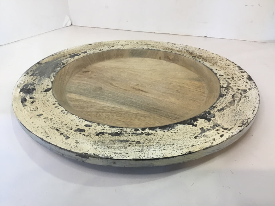 PIER 1 Rustic Cream/ brown Wood Tray