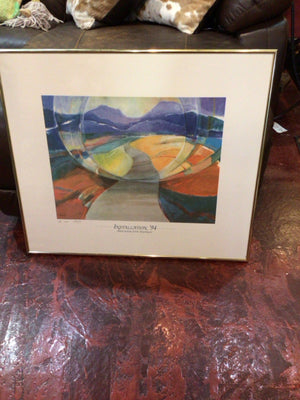 Signed Multi-Color Mountains Framed Art