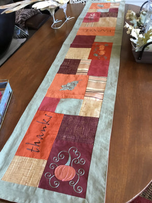 Fall Orange/Green Polyester Table runner Holiday Item