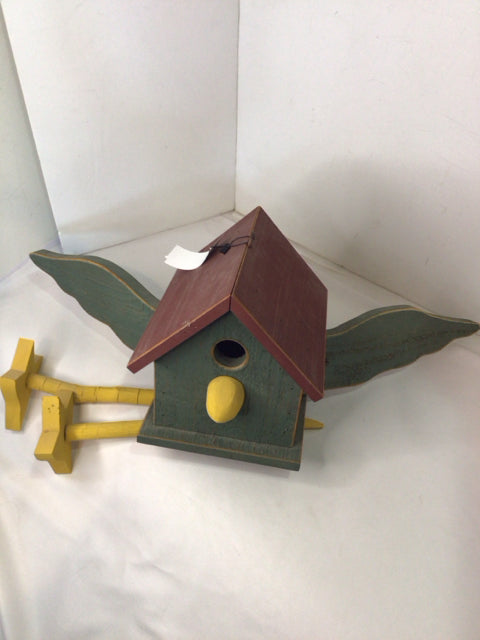 Whimsical Green Wood Bird House