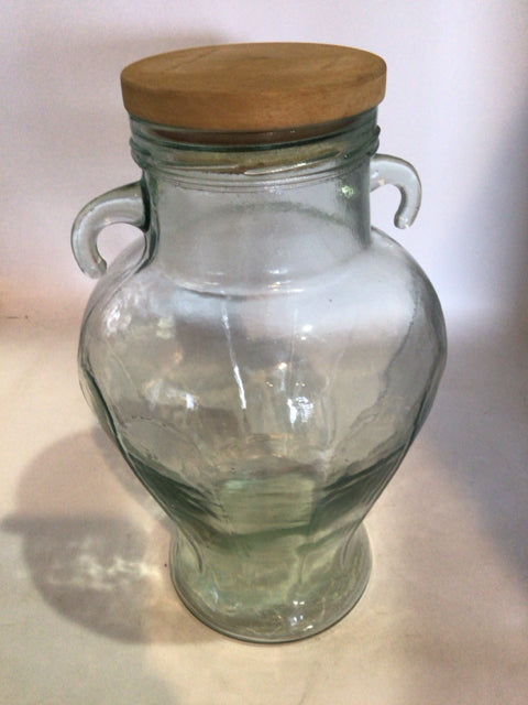 Clear/Tan Glass/Wood Decanter