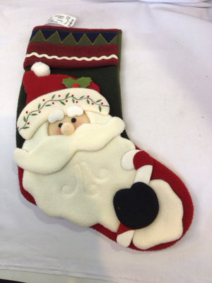 Stocking Red/Green Felt Santa Holiday Item