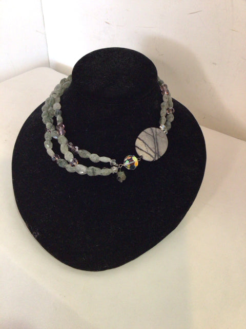 Purple/Gray Beaded Necklace