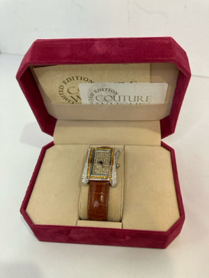 Couture Watches Brown/White Rhinestone Watch