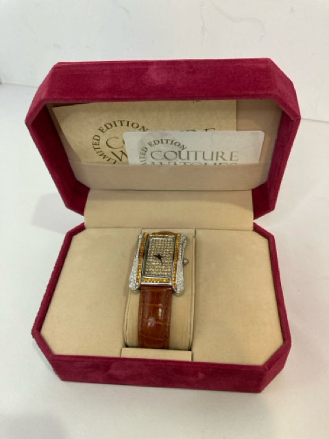Couture Watches Brown/White Rhinestone Watch