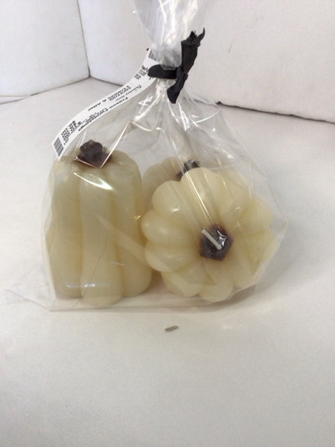 Fall Cream/Brown Wax Candle Pumpkins Holiday Item