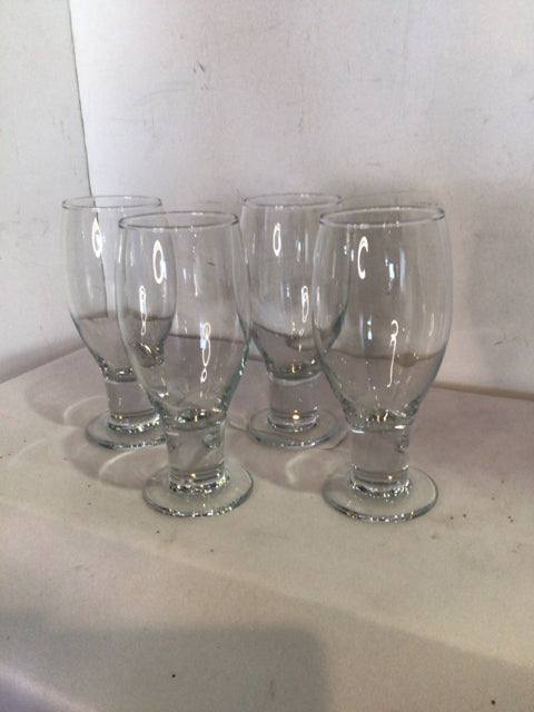 Set of 4 Clear Glass Glasses