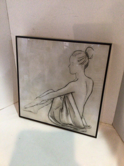 Sketch Black/White Woman Framed Art