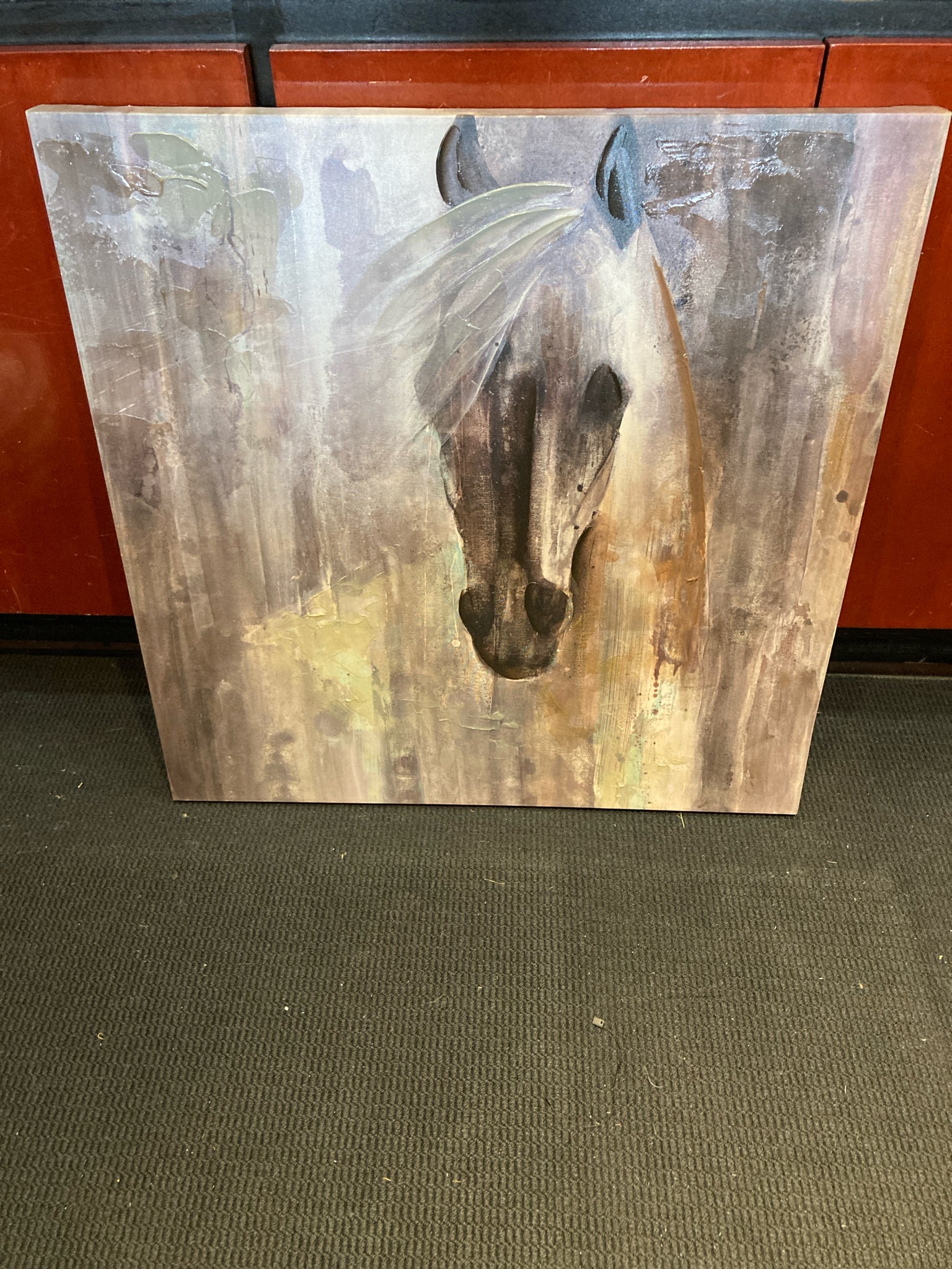 Gray/Black Horse Stretch Canvas Art