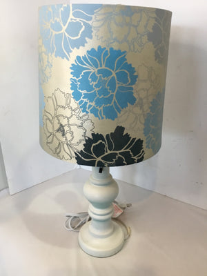 Blue/Silver Wood Floral Lamp