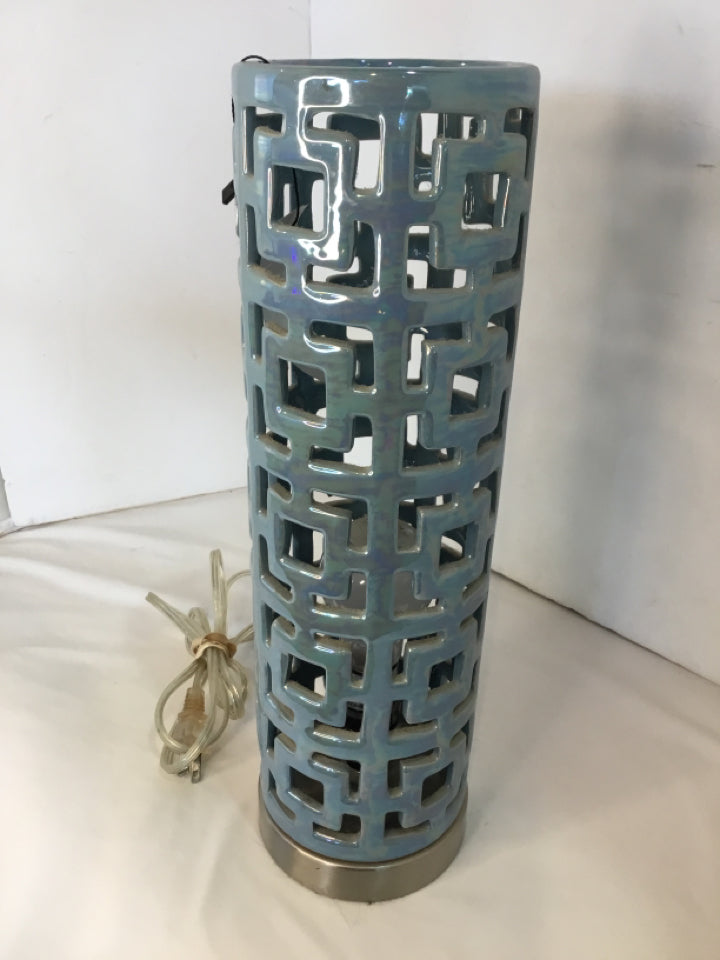Cut out Blue Ceramic Lamp