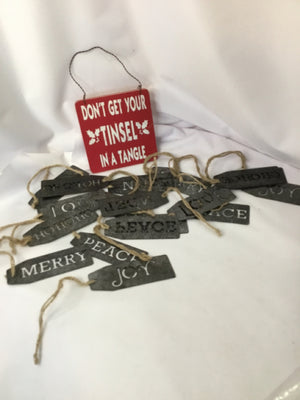 Ornament Gray Metal Bag of Words Holiday Item