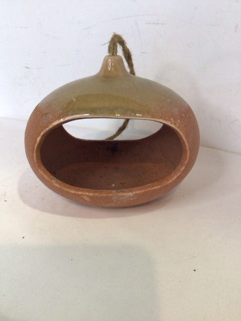 Gold/Pink Ceramic Hanging Bird House