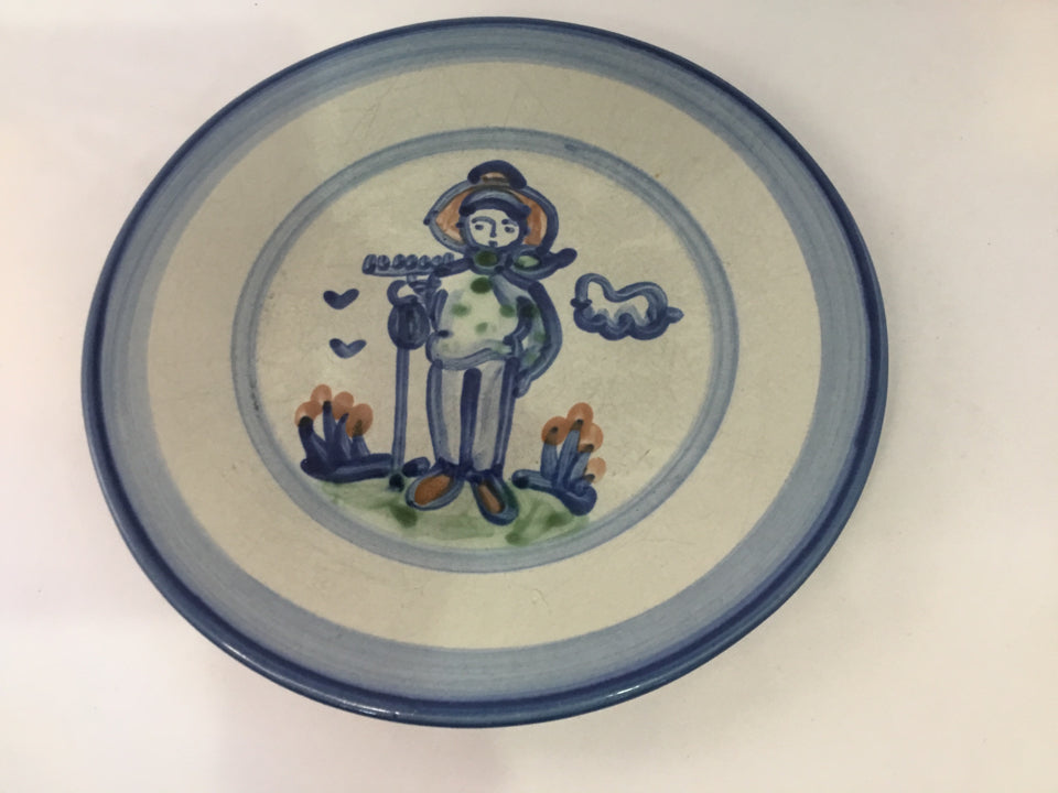 Hadley Gray/Blue Stoneware Man Plate