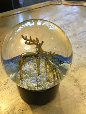 Snow Globe Clear/Gold Reindeer Musical Holiday Item