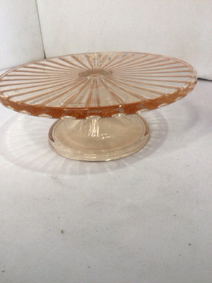 Vintage Pink Glass Cake Plate/Stand