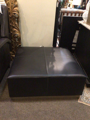 Modern Black Leather Square FootStool/Ottoman