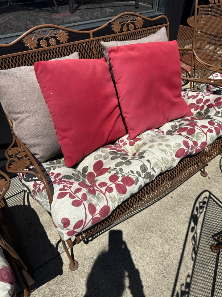 Brown Wrought Iron w/cushion Bench