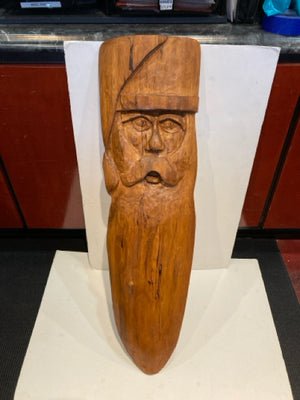 Original Totem Natural Wood Santa Face Holiday Item