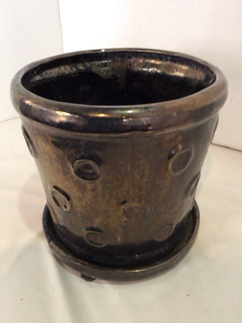 Enameled Bronze Ceramic Planter