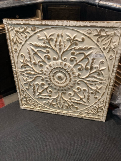 Metal Medallion Brown/White Wall Decoration Art