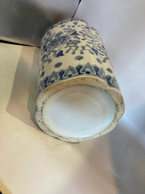 Large Blue & White Ceramic Floral Vase