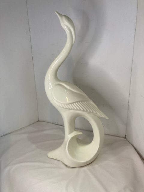 Vanguard White Ceramic Heron Sculpture