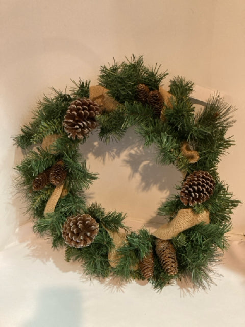 Wreath Green Burlap Pine Cone Holiday Item