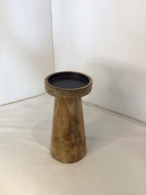 Brown Wood Pillar Candle Holder
